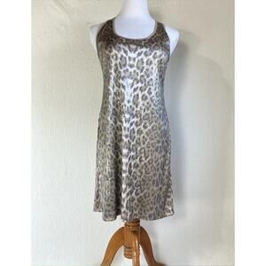 Boston Proper Andrea Behar Leopard Sequined Tank Dress SZ 10